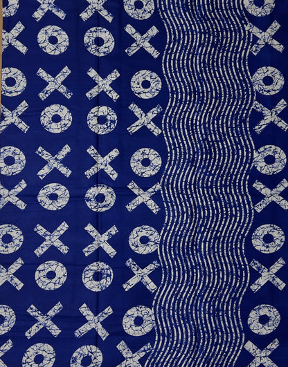 African Print Fabric, Ankara - Blue, White Fabric