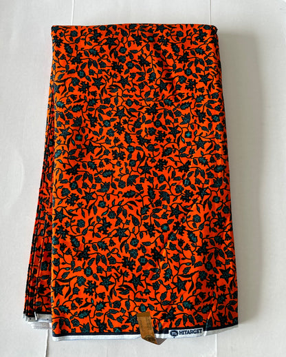 African Print Fabric, Ankara - Orange Fabric, African Clothing