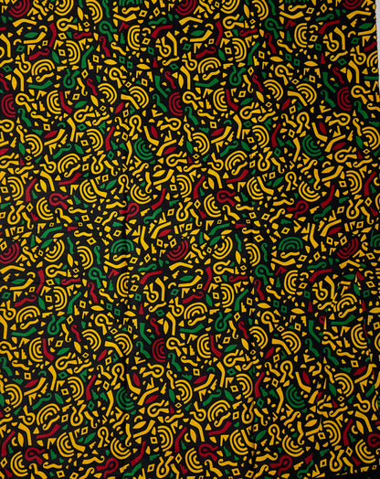 African Print Fabric, Ankara - Yellow, Green, Red Fabric