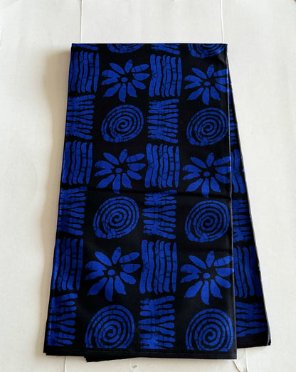 African Print Fabric, Ankara - Blue Fabric