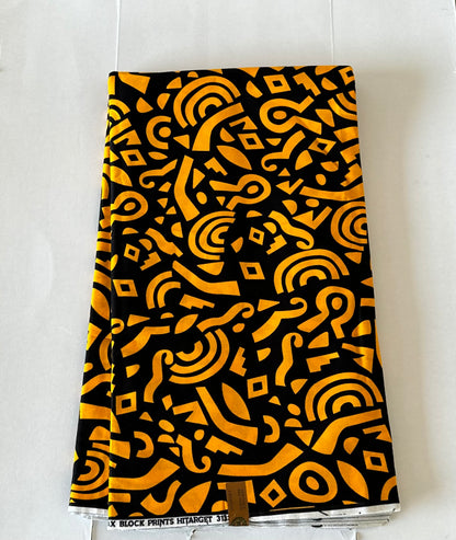 African Print Fabric, Ankara - Yellow Fabric