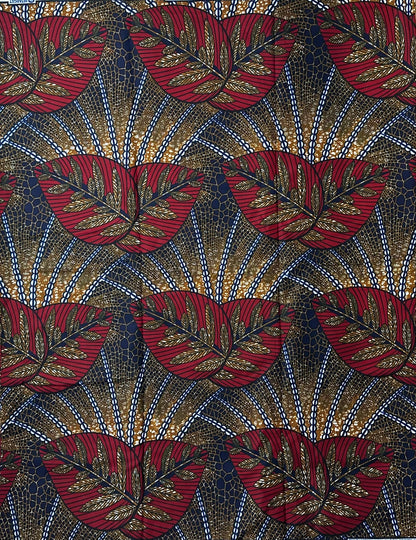 African Print Fabric, Ankara - Red, Brown Fabric