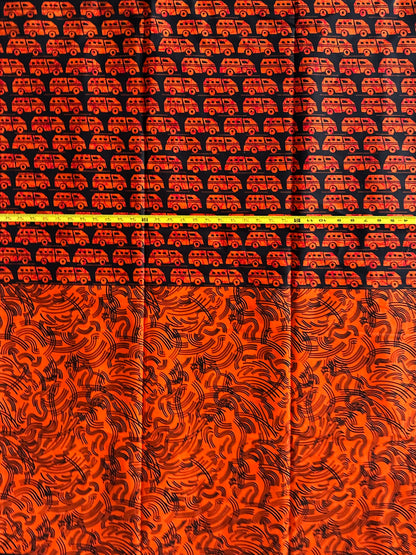 African Print Fabric, Ankara - Orange Fabric, African Clothing