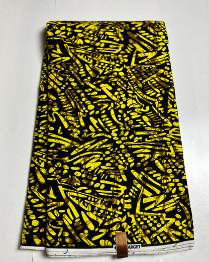 African Print Fabric, Ankara - Yellow Fabric