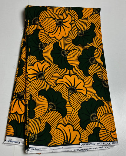 African Print Fabric, Ankara - Yellow, Green Fabric