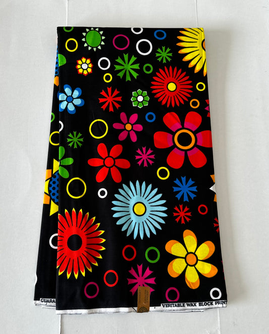 African Print Fabric, Ankara - Yellow, Green, Red Fabric