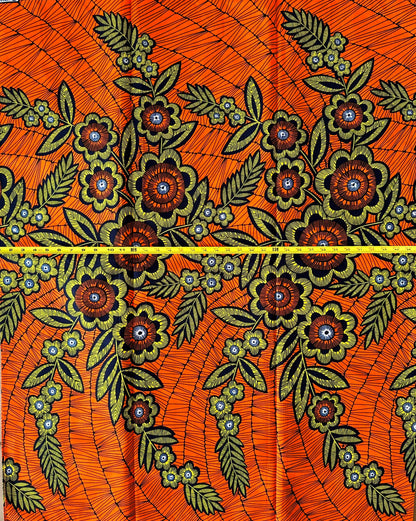 African Print Fabric, Ankara -Orange Fabric, African Clothing