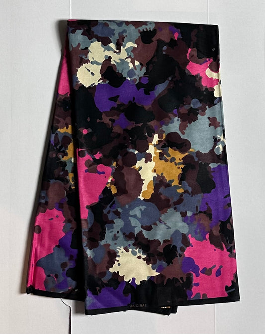 African Print Fabric, Ankara - Purple, Pink, Marigold Fabric