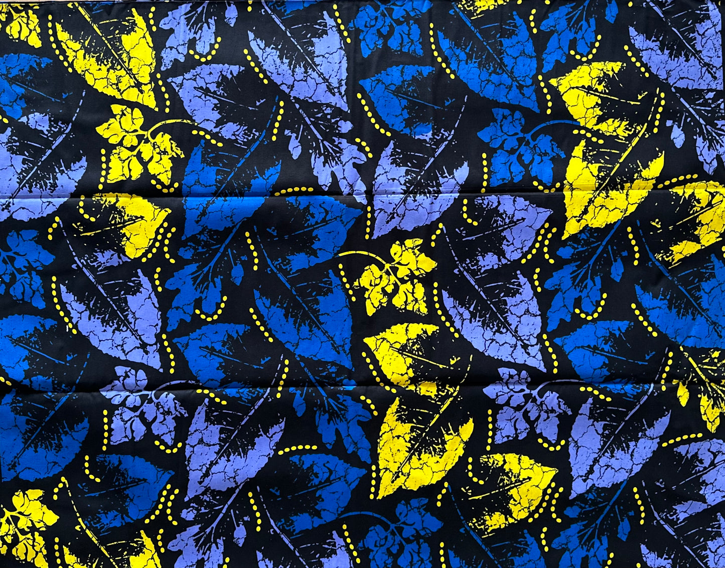 African Print Fabric, Ankara - Blue, Yellow Fabric