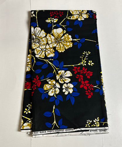 African Print Fabric, - Blue, Red, Beige Ankara Fabric