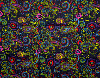 African Print Fabric, Ankara - Blue, Yellow, Pink, Purple Fabric