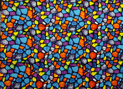 African Print Fabric, Ankara - Blue, Purple, Orange, Yellow Fabric
