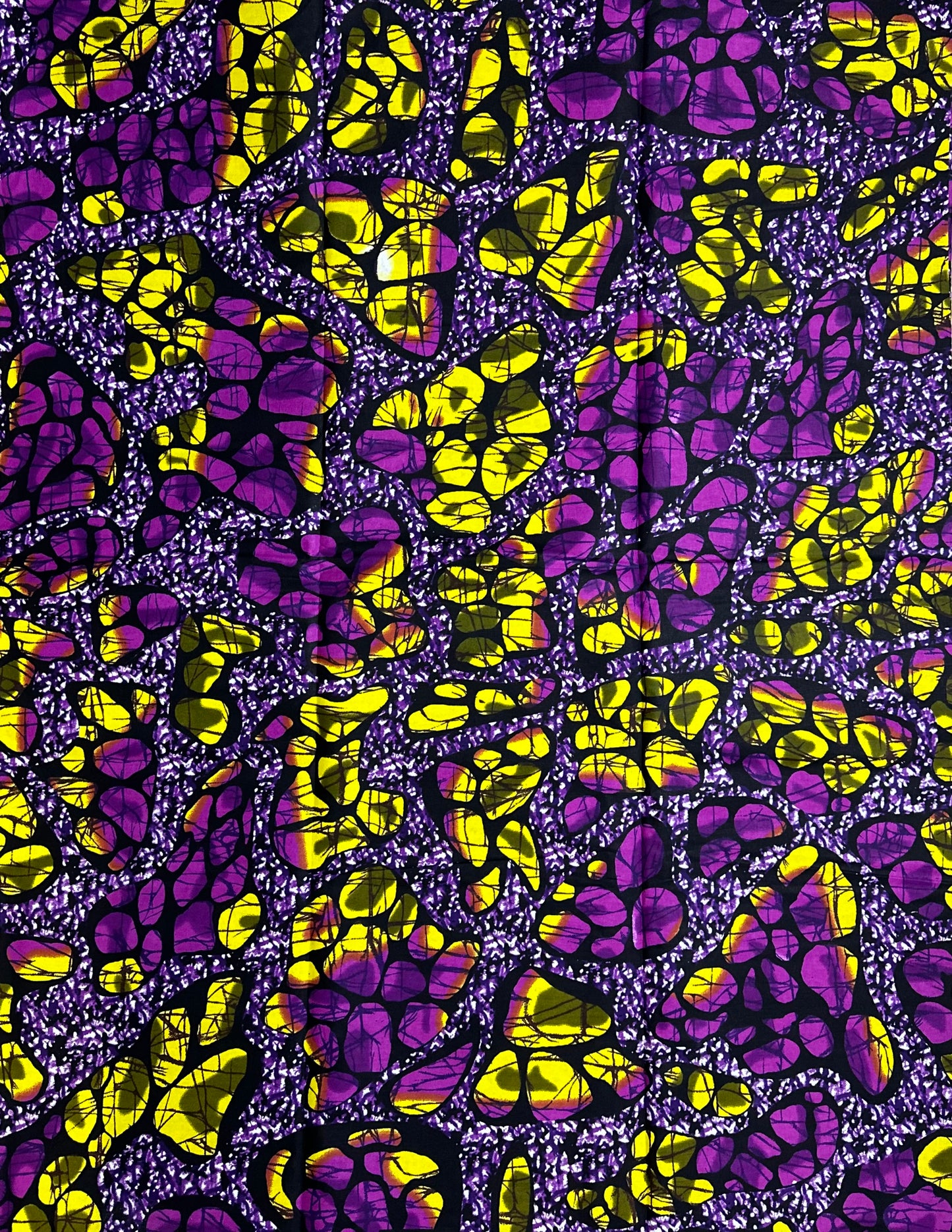 African Print Fabric, Ankara - Purple, Yellow Fabric