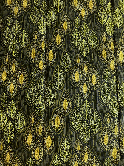 African Print Fabric, Ankara - Yellow, Olive Green Fabric