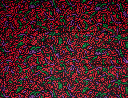 African Print Fabric, Ankara - Red, Green, Purple Fabric