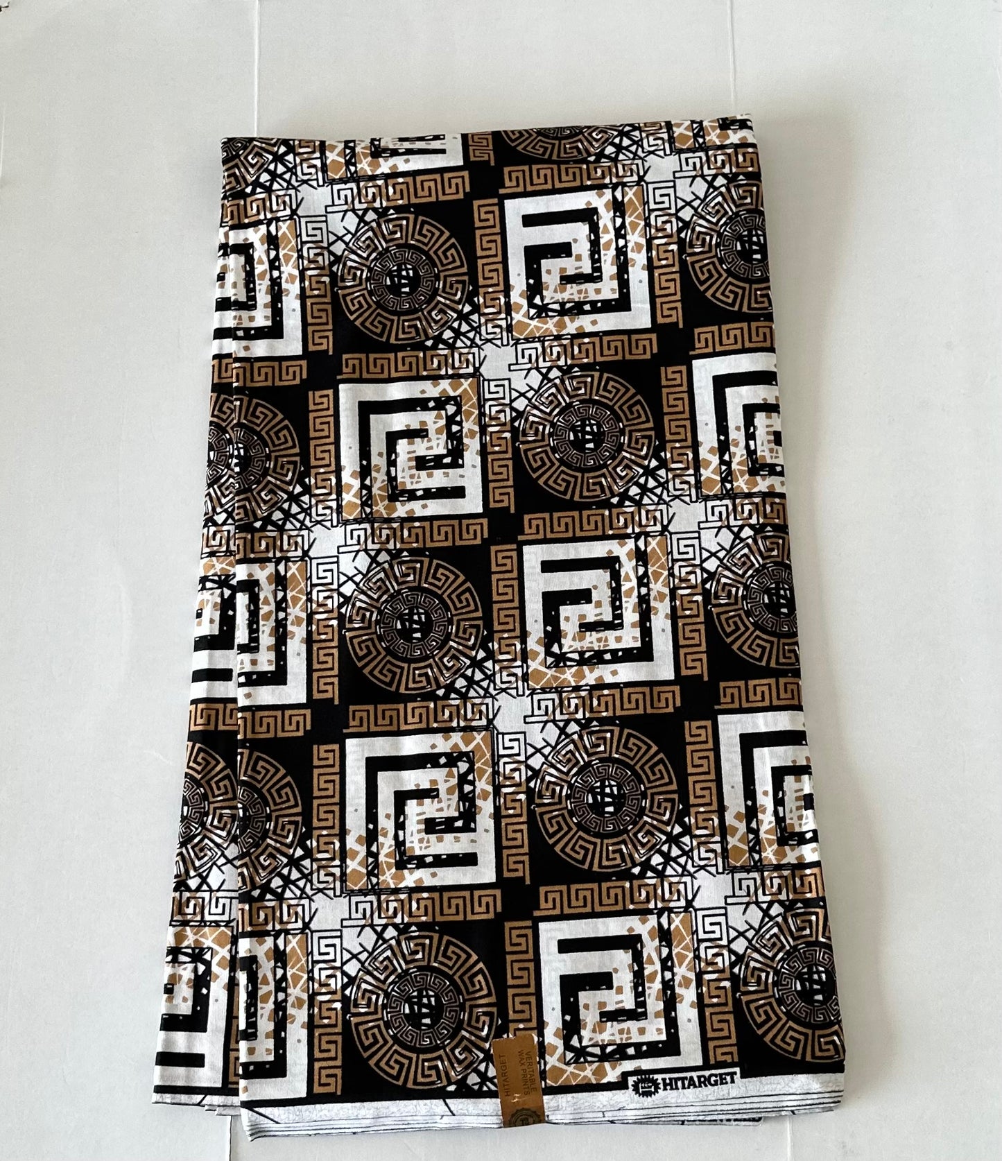 African Print Fabric, Ankara - Tan Brown Fabric