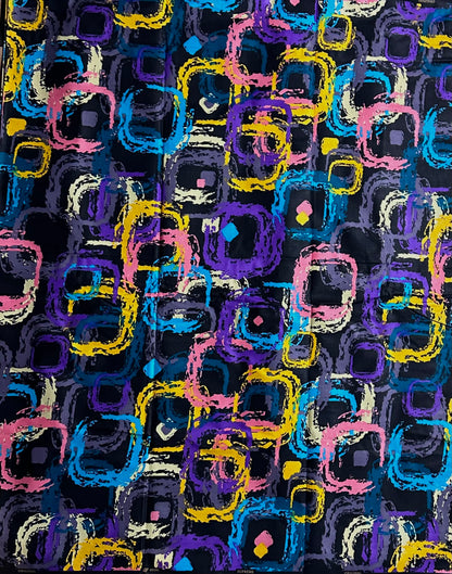 African Print Fabric, Ankara - Purple, Blue, Pink, Yellow Fabric