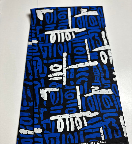African Print Fabric, Ankara -Blue, White Fabric