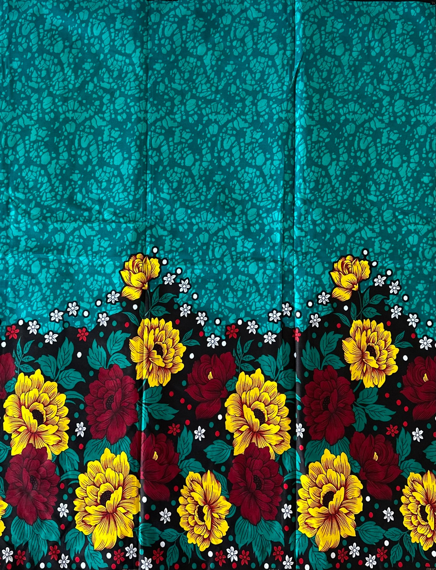 African Print Fabric, Ankara - Teal Fabric