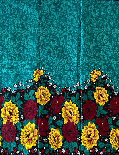 African Print Fabric, Ankara - Teal Fabric