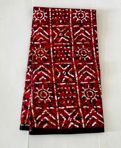 African Print Fabric, Ankara -Red Fabric