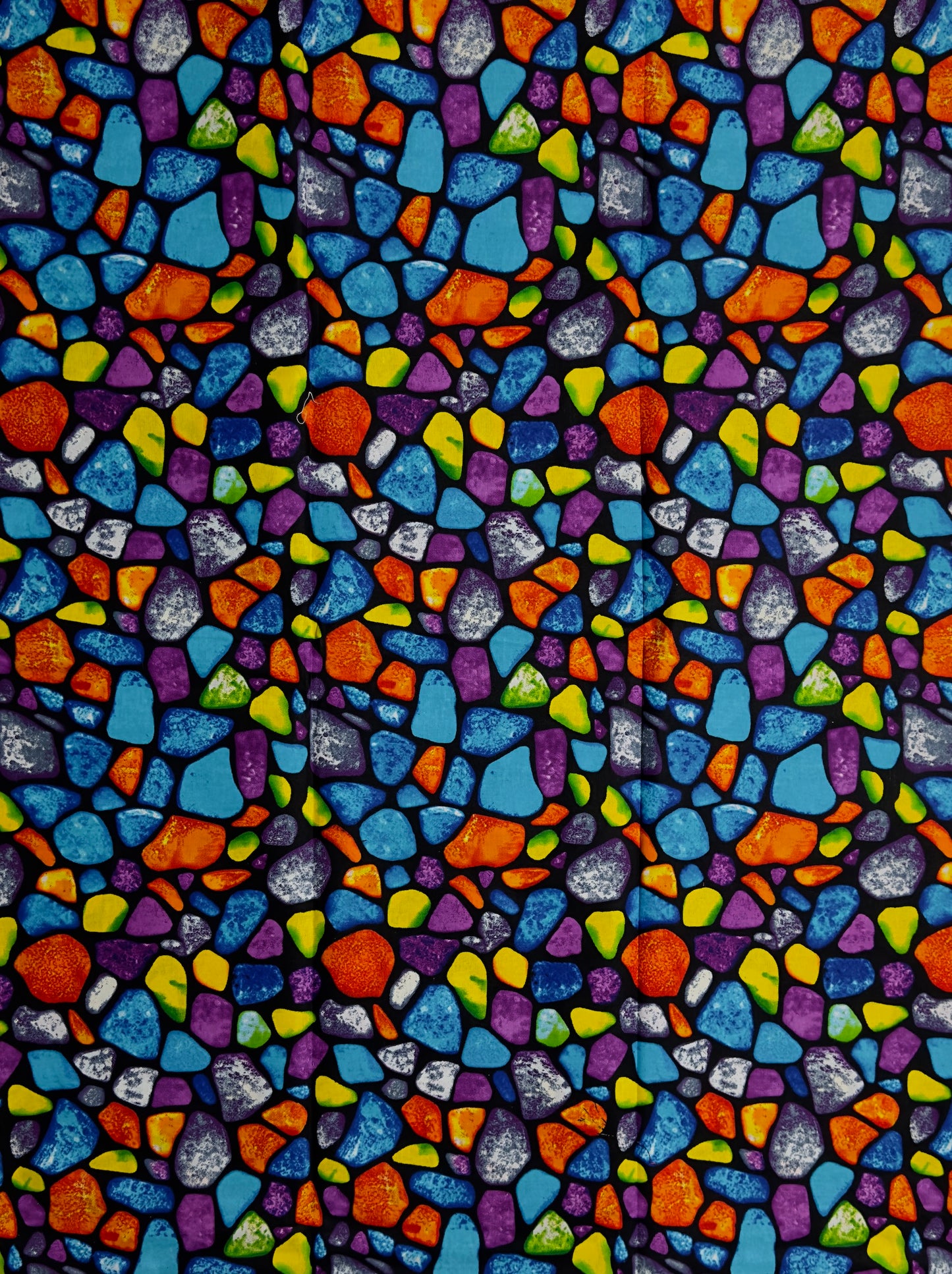 African Print Fabric, Ankara - Blue, Purple, Orange, Yellow Fabric