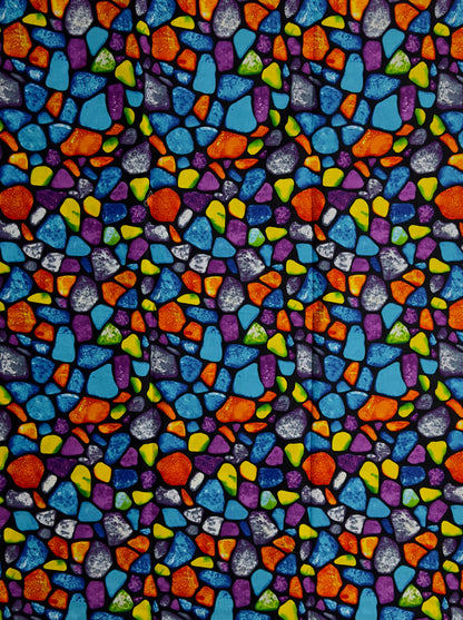 African Print Fabric, Ankara - Blue, Purple, Orange, Yellow Fabric