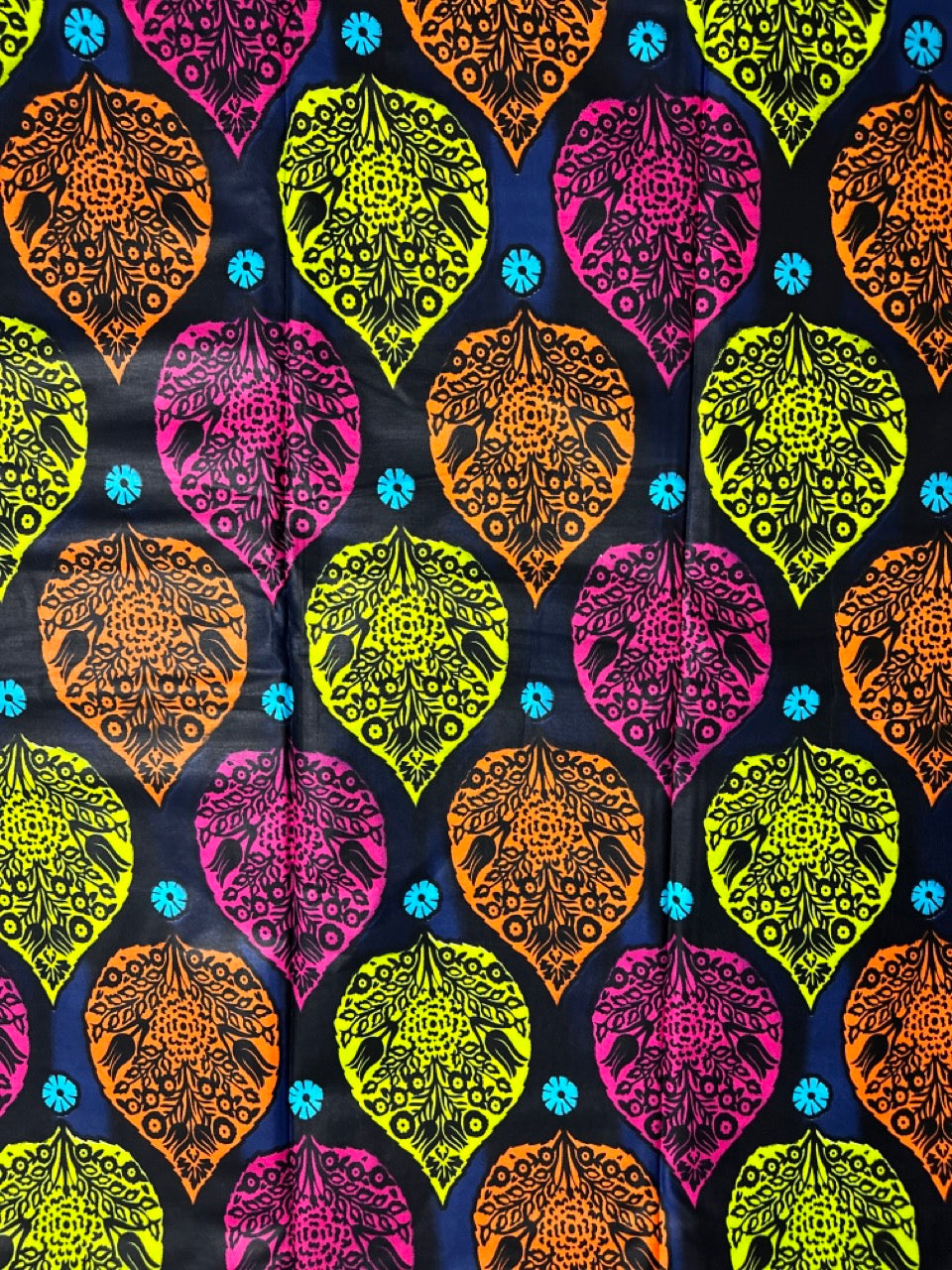 African Print Fabric, Ankara - Orange, Green, Pink Fabric