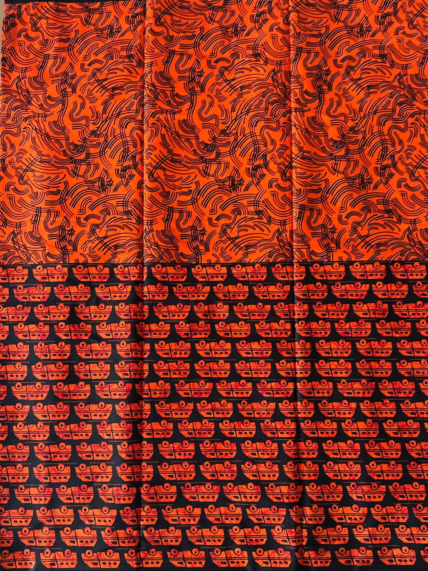 African Print Fabric, Ankara - Orange Fabric, African Clothing