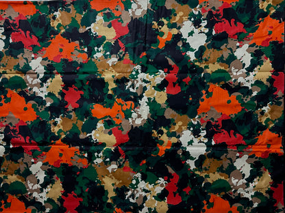 African Print Fabric, Ankara - Green, Orange, Red, Bronze Fabric