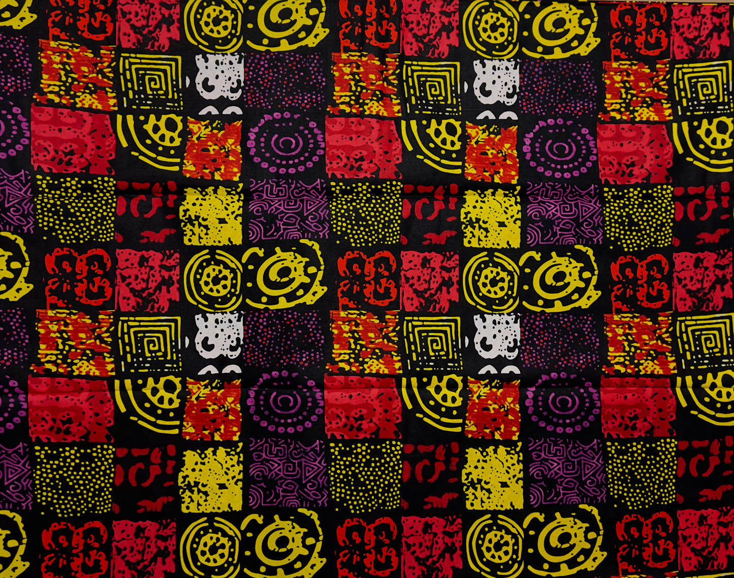 African Print Fabric, Ankara - Yellow, Purple Fabric