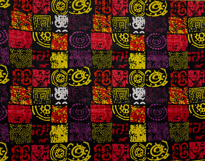 African Print Fabric, Ankara - Yellow, Purple Fabric