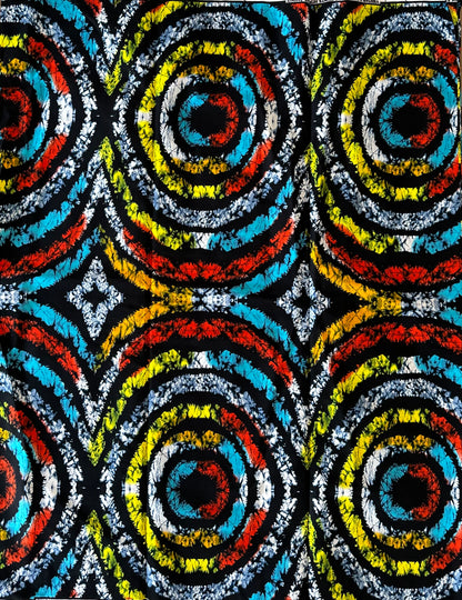 African Print Fabric, Ankara -Blue, Red, Yellow Fabric