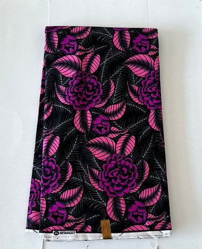 African Print Fabric, Ankara - Purple, Pink Fabric