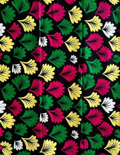 African Print Fabric, Ankara - Pink, Green, Yellow Fabric