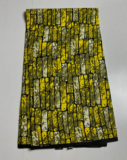 African Print Fabric, Ankara -Yellow Fabric