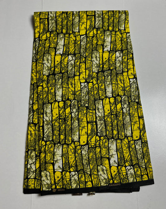 African Print Fabric, Ankara -Yellow Fabric