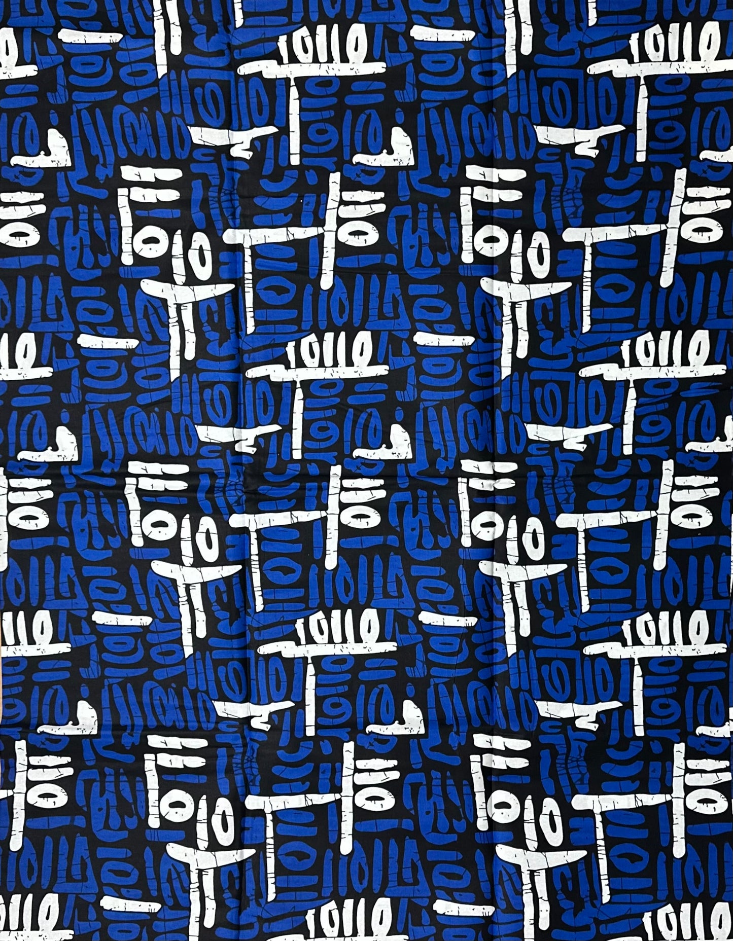 African Print Fabric, Ankara -Blue, White Fabric