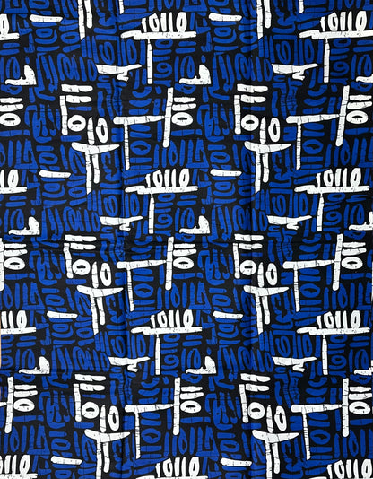 African Print Fabric, Ankara -Blue, White Fabric