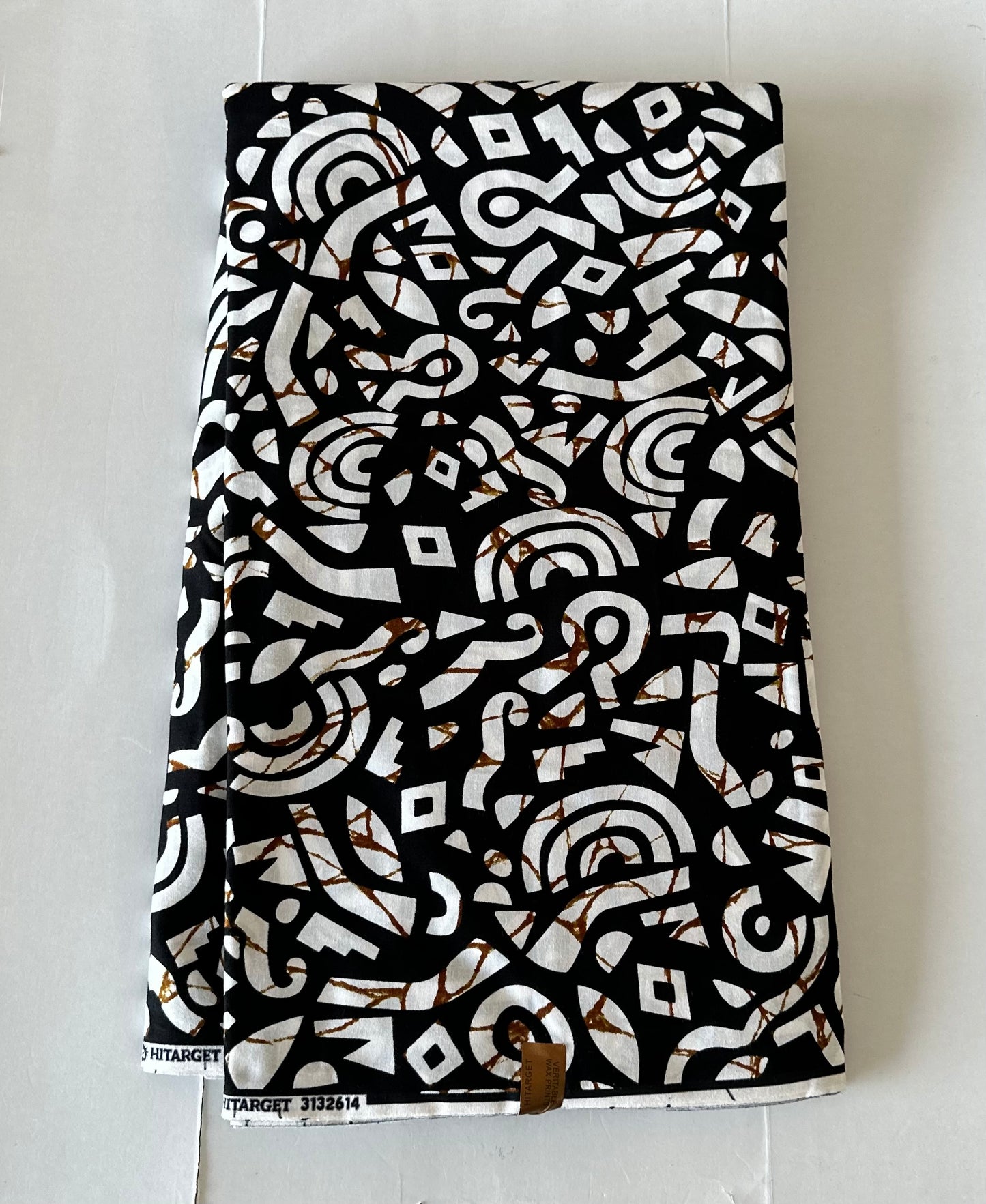 African Print Fabric, Ankara - White, Black Fabric