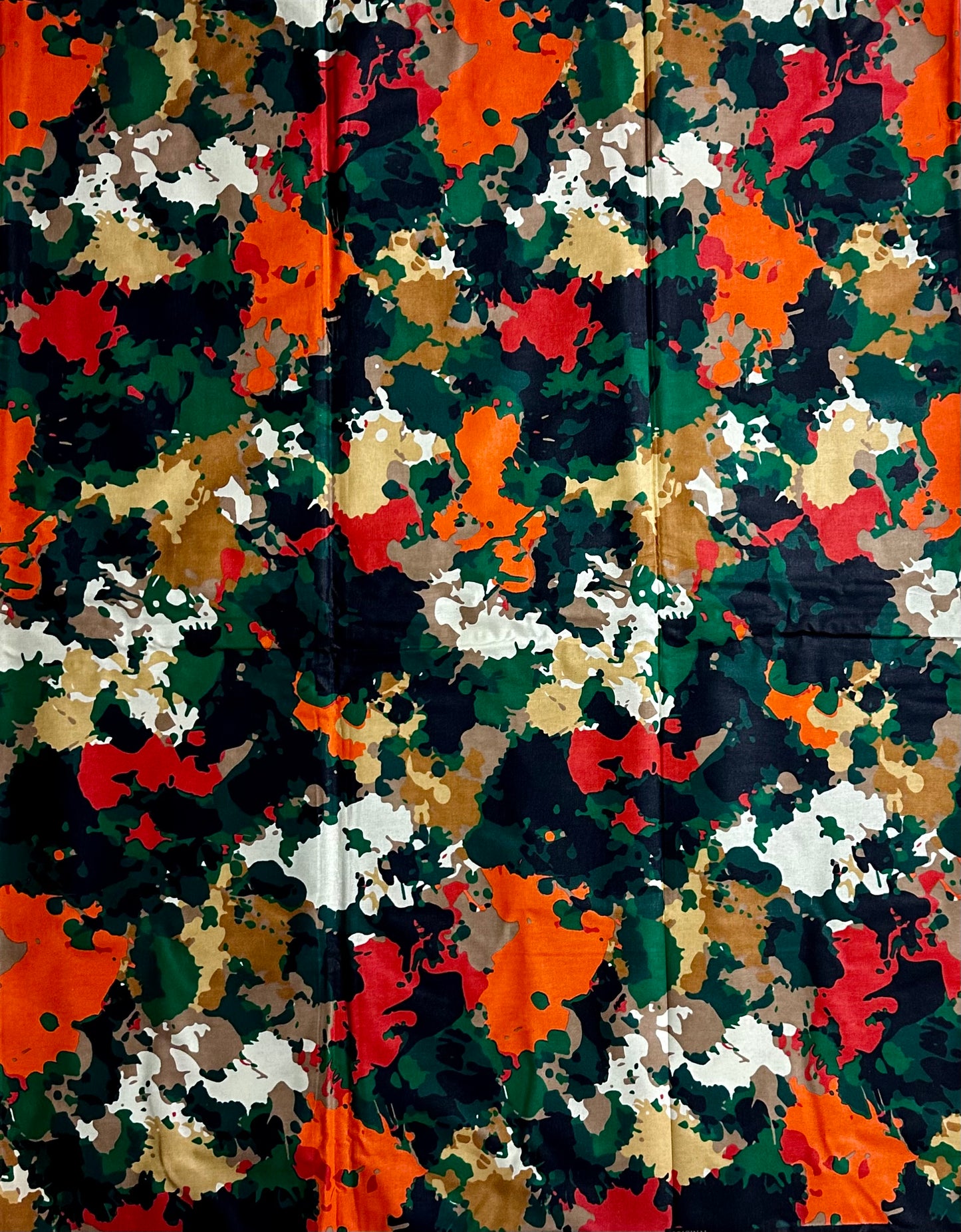 African Print Fabric, Ankara - Green, Orange, Red, Bronze Fabric