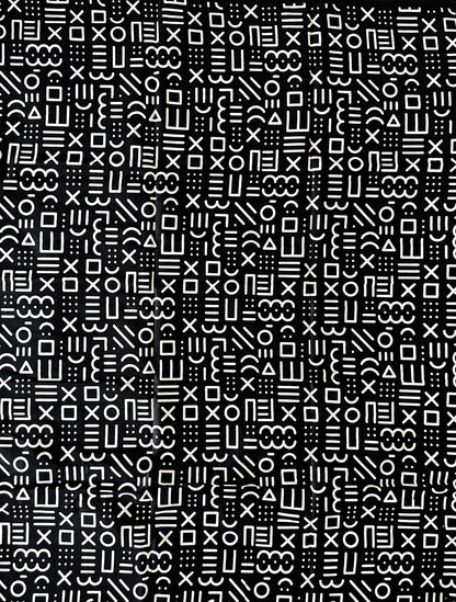 African Print Fabric, Ankara -Black, White Fabric