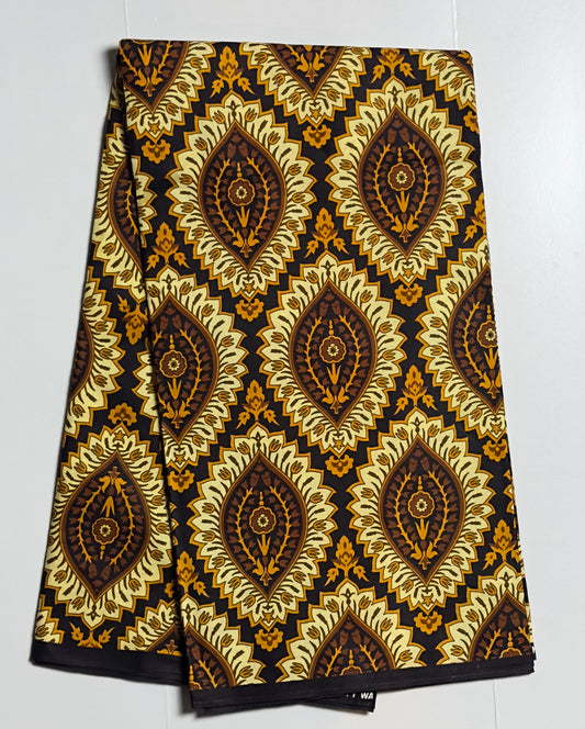 African Print Fabric, Ankara - Brown Fabric