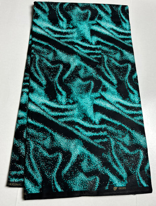 African Print Fabric, Ankara - Teal Fabric