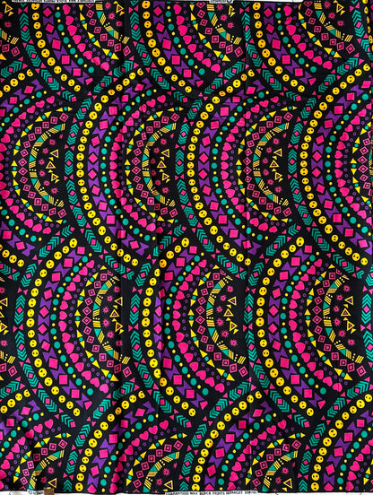 African Print Fabric, Ankara - Red, Pink, Yellow, Purple Fabric