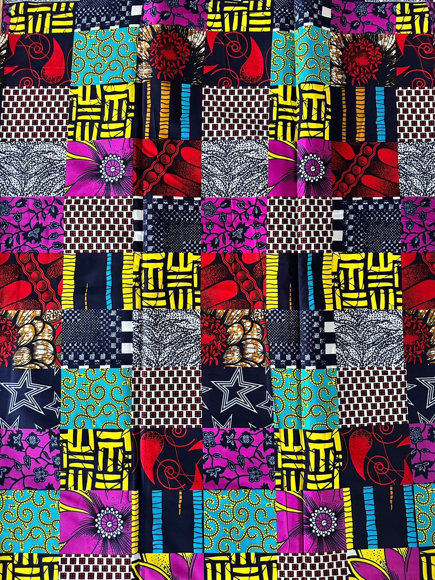 African Print Fabric, Ankara - Green, Purple, Red Fabric