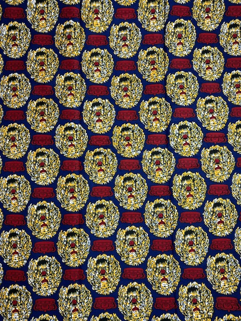 African Print Fabric, Ankara - Blue, Red, Yellow Fabric