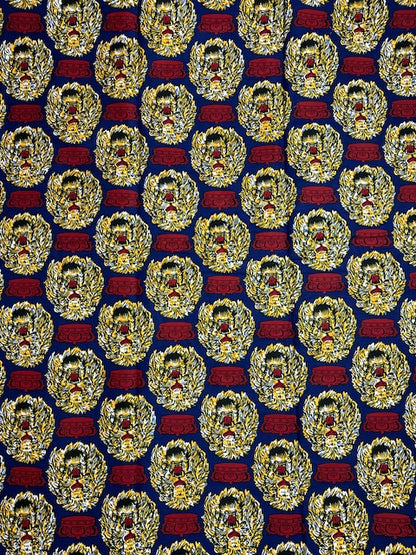 African Print Fabric, Ankara - Blue, Red, Yellow Fabric