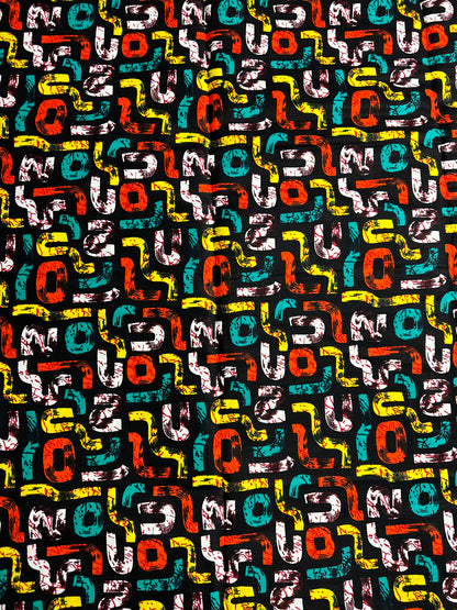 African Print Fabric, Ankara - Yellow, Green, Orange Fabric