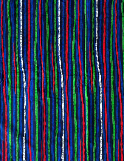 African Print Fabric, Ankara - Blue, Red, Green Fabric